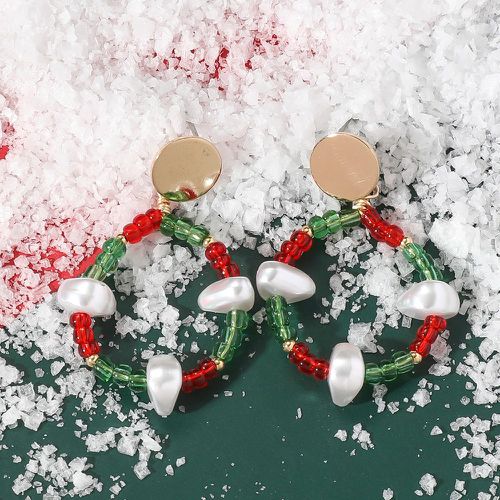 Pendants d'oreilles Noël à blocs de couleurs perlé cercle - SHEIN - Modalova
