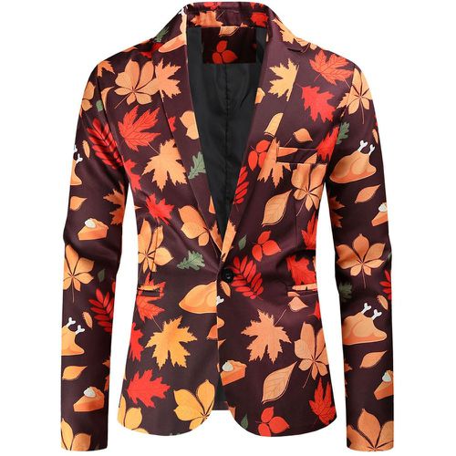 Blazer à imprimé feuille à bouton - SHEIN - Modalova