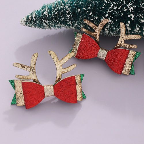 Pièces Épingle à cheveux Noël à nœud & à détail de bois - SHEIN - Modalova
