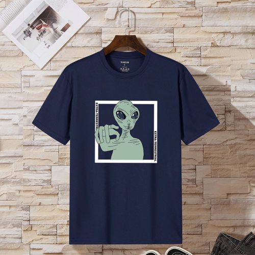 T-shirt à motif d'alien et de lettres - SHEIN - Modalova