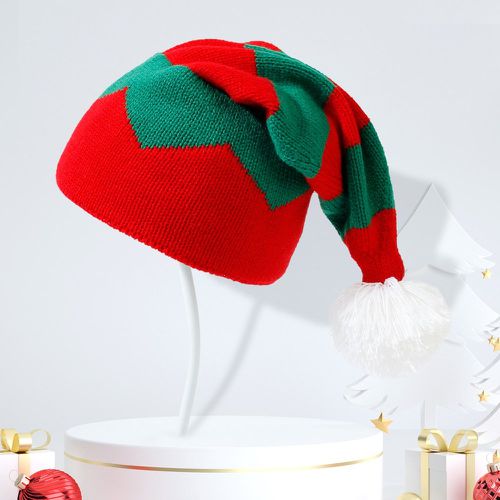 Bonnet Noël à blocs de couleurs à pompons - SHEIN - Modalova