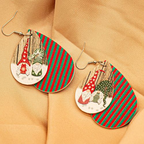 Boucles d'oreilles à design goutte d'eau Noël gnome à rayures - SHEIN - Modalova