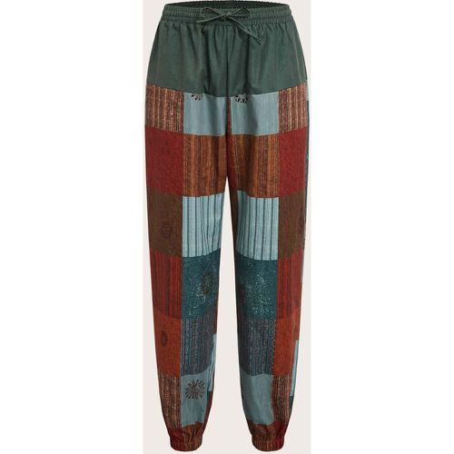 Pantalon à imprimé patchwork à nœud - SHEIN - Modalova