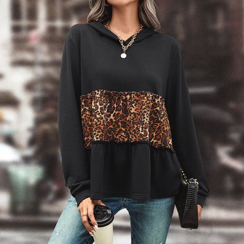 Sweat-shirt à capuche avec motif léopard - SHEIN - Modalova