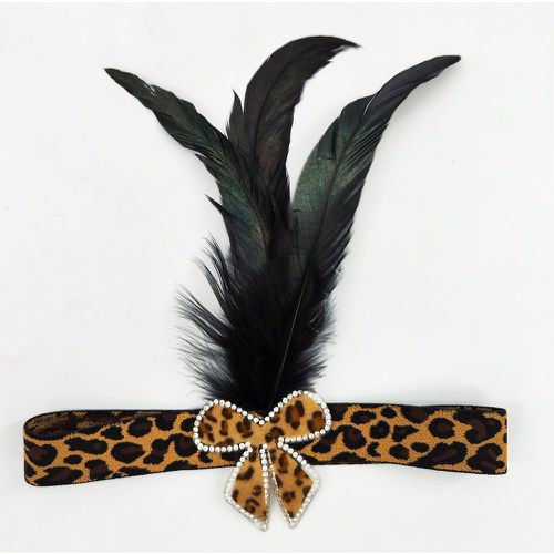 À motif léopard à strass à nœud & à détail plume Costume Bandeau pour cheveux - SHEIN - Modalova