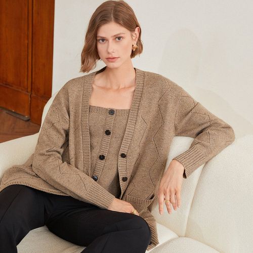 Top en tricot en mélange de laine & Cardigan - SHEIN - Modalova