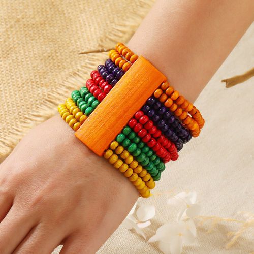 Bracelet multicouche à blocs de couleurs perlé - SHEIN - Modalova
