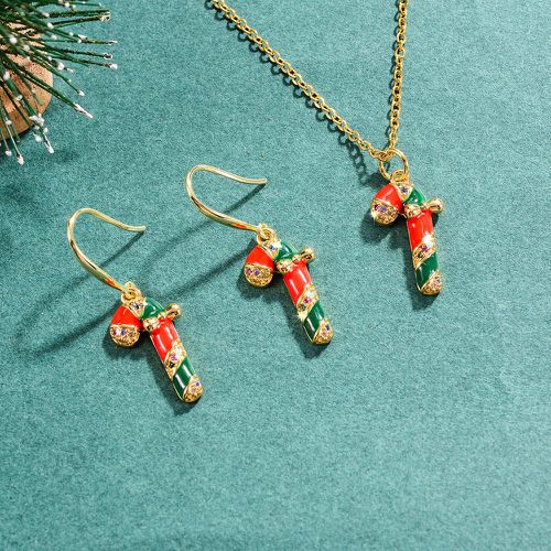 Collier avec pendentif Noël à strass bonbons canne & pendants d'oreilles - SHEIN - Modalova