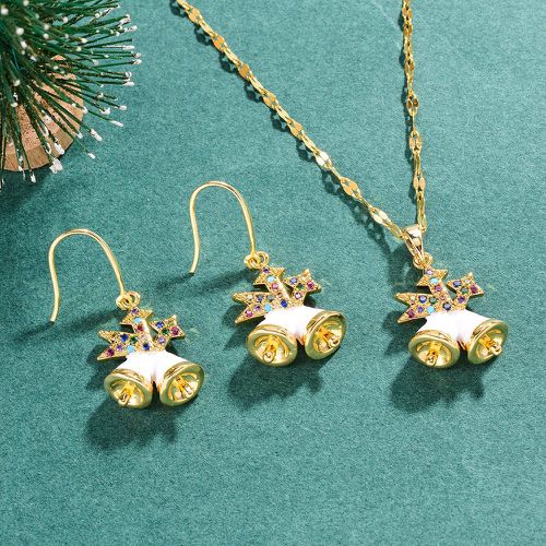 Collier Noël à strass à pendentif clochette & pendants d'oreilles - SHEIN - Modalova