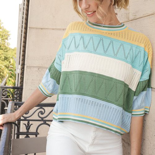 Top en tricot à blocs de couleurs manches chauve-souris - SHEIN - Modalova