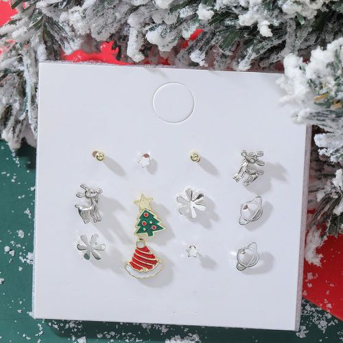 Paires Clous d'oreilles avec arbre de Noël et wapiti - SHEIN - Modalova