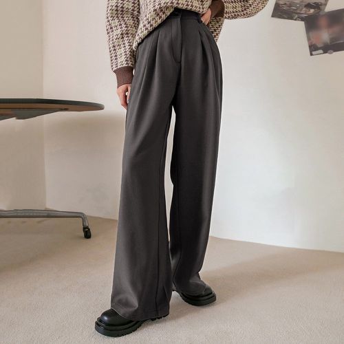 Pantalon de costume taille haute à détail plié ample - SHEIN - Modalova