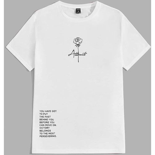 T-shirt slogan & à imprimé floral - SHEIN - Modalova