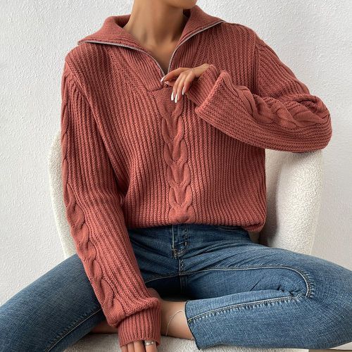 Pull zippé en tricot torsadé - SHEIN - Modalova