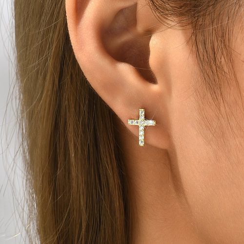 Clous d'oreilles à strass design en croix - SHEIN - Modalova