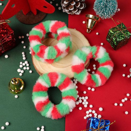 Pièces Élastique à cheveux Noël à blocs de couleurs duveteux - SHEIN - Modalova