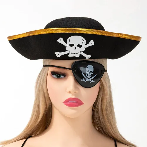 Chapeau costume pirate design & Masque des yeux - SHEIN - Modalova