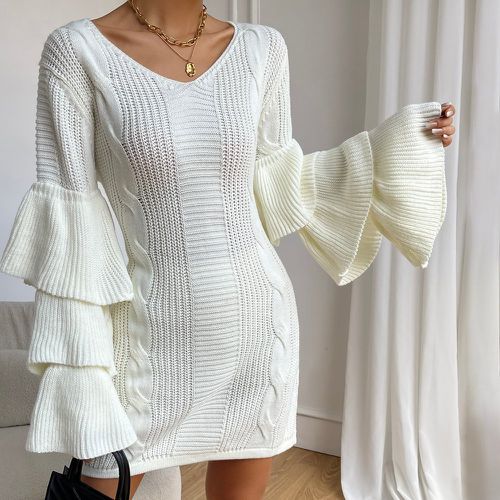 Robe pull en tricot torsadé à manches multicouches - SHEIN - Modalova