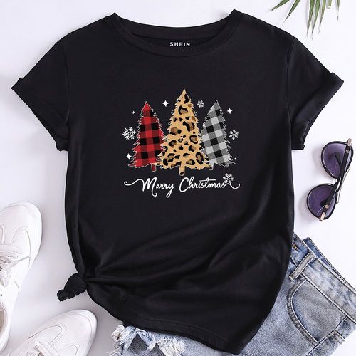 T-shirt Noël à motif d'arbre et graphique de slogan - SHEIN - Modalova