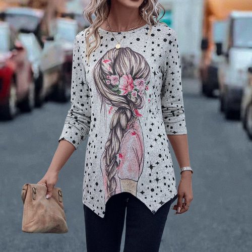 T-shirt à pois & figure asymétrique - SHEIN - Modalova