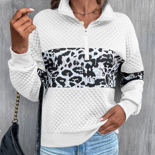 Sweat-shirt à léopard zippé - SHEIN - Modalova