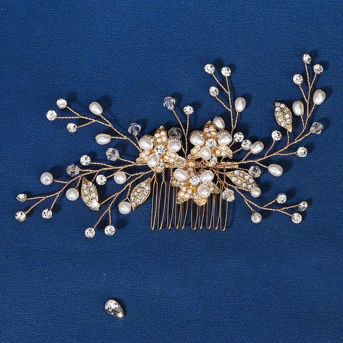 Peigne à cheveux à strass & fausse perle à fleur de mariée - SHEIN - Modalova
