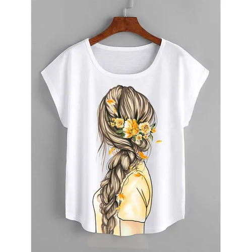T-shirt figure manches chauve-souris - SHEIN - Modalova