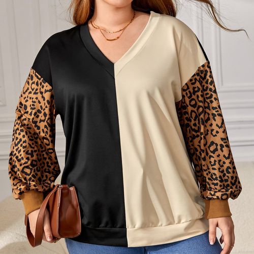 Sweat-shirt léopard à blocs de couleurs - SHEIN - Modalova