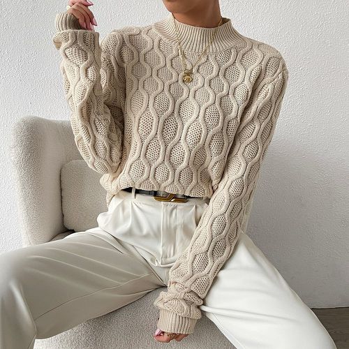 Pull en tricot à col montant texturé - SHEIN - Modalova