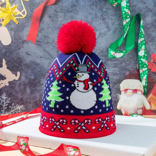 Bonnet Noël bonhomme de neige motif à pompons - SHEIN - Modalova