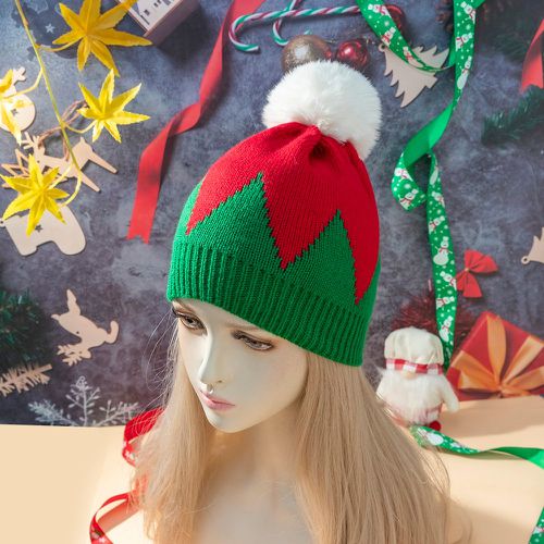 Bonnet Noël à blocs de couleurs à pompons - SHEIN - Modalova