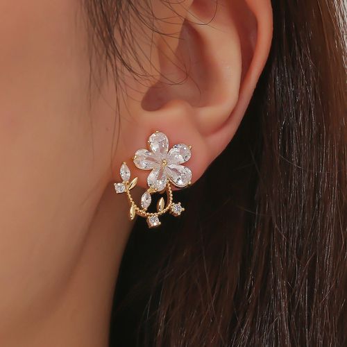 Clips d'oreilles zircone cubique à fleur - SHEIN - Modalova