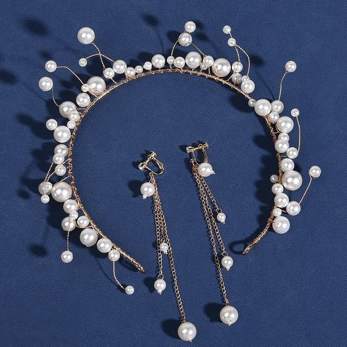 Bandeau à fausse perle de mariée & boucles d'oreilles - SHEIN - Modalova