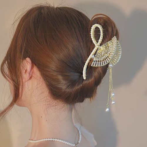 Éventail & fausse perle à franges Griffe à cheveux - SHEIN - Modalova