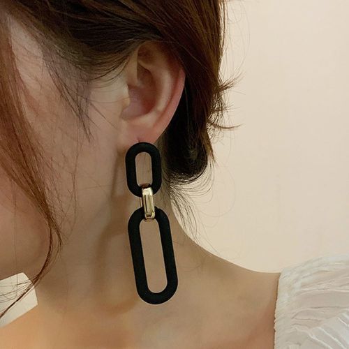 Pendants d'oreilles bicolore design chaîne - SHEIN - Modalova