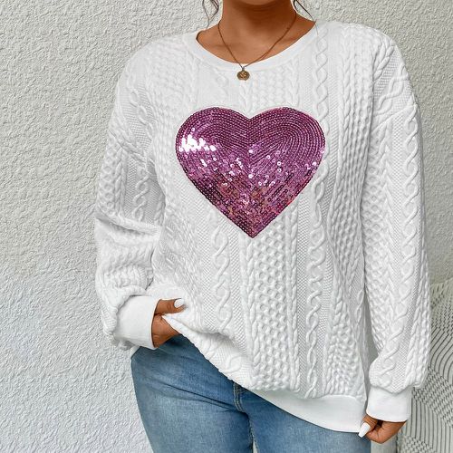 Sweat-shirt à paillettes avec motif cœur - SHEIN - Modalova