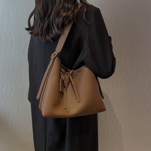 Sac seau en relief de litchi avec pochette intérieure - SHEIN - Modalova