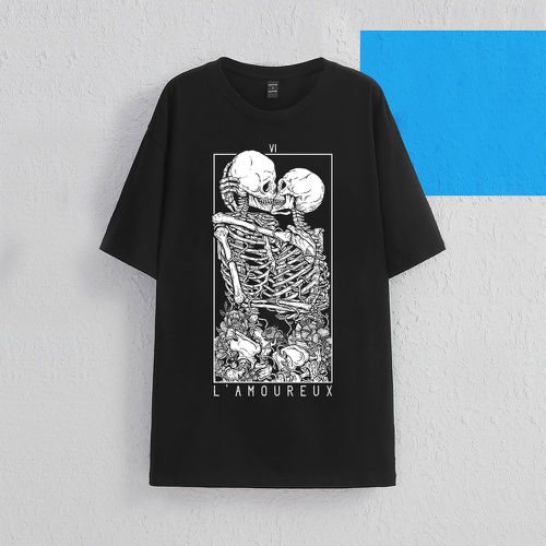 T-shirt à motif squelette et lettres - SHEIN - Modalova