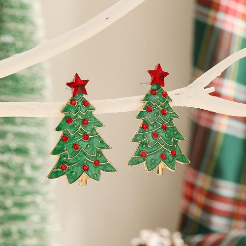 Clous d'oreilles design arbre de Noël - SHEIN - Modalova