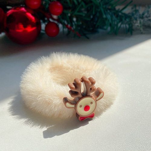 Élastique à cheveux Noël à détail cerf en tissu duveteux - SHEIN - Modalova