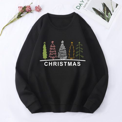 Sweat-shirt thermique à motif d'arbre de Noël et de lettres - SHEIN - Modalova