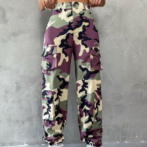 Pantalon cargo à imprimé camouflage poche à rabat - SHEIN - Modalova