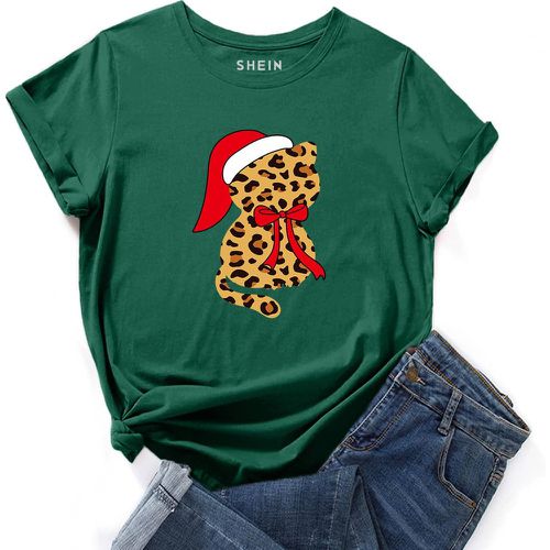 T-shirt Noël à léopard - SHEIN - Modalova
