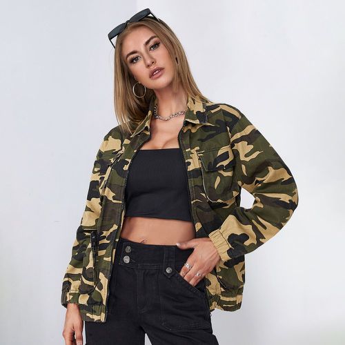Veste en jean à imprimé camouflage - SHEIN - Modalova