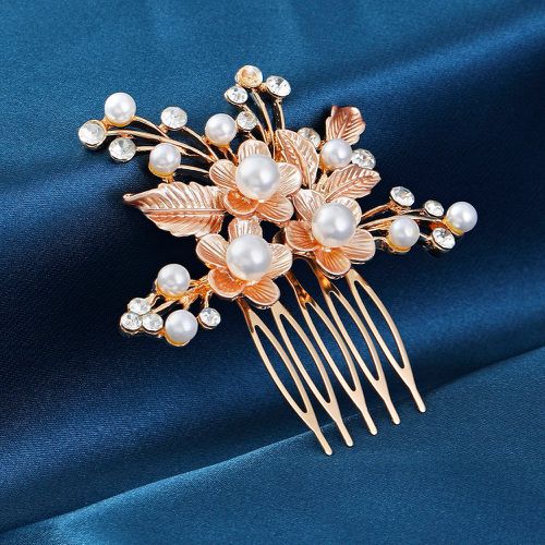 Peigne à cheveux à fausse perle à fleur de mariée - SHEIN - Modalova
