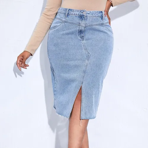 Jupe en jean taille haute fendue - SHEIN - Modalova