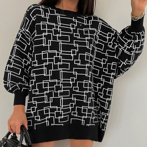 Pull à motif géométrique manches bouffantes - SHEIN - Modalova