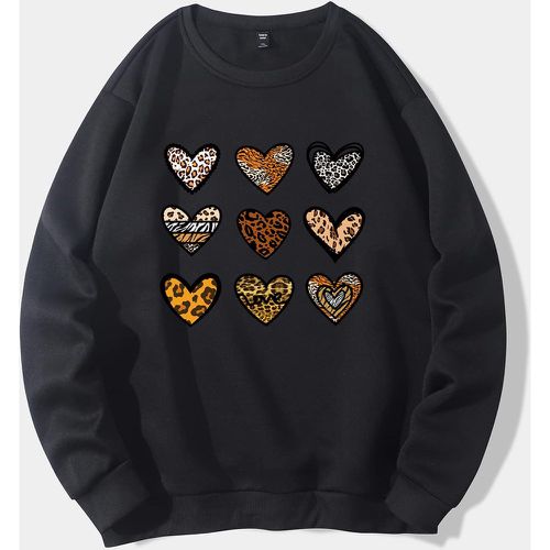 Sweat-shirt à léopard cœur à doublure thermique - SHEIN - Modalova