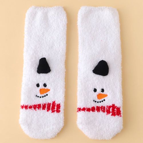 Chaussettes à broderie bonhomme de neige motif - SHEIN - Modalova