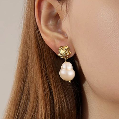 Pendants d'oreilles perle de culture et fleur - SHEIN - Modalova